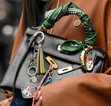 Bag with charms and keychains. 